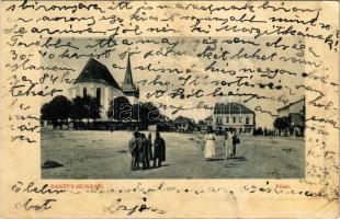 1911 Bánffyhunyad, Huedin; Fő tér, piac, templom. W.L. Bp. 7085. 1910-13. 1093. / main square, church, market (EB)