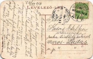 1912 Kolozsvár, Cluj; Mátyás király tér és szobor, Erdélyi Bank és Haraszthy Jenő üzlete. W.L. Bp. 6...