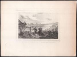 cca 1850 Ludwig Rohbock (1820-1883) - J. Riegel: Komárom a homokhegyről, Komorn vom Sandberge, acélmetszet, papír, széles margójú kiadás, 11x17 cm, papír: 22x29 cm