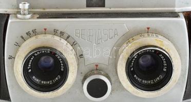 Belca Werk VEB Belplasca sztereo fényképezőgép Carl Zeiss Tessar 3,5/37,5mm objektívvel, kissé megvi...