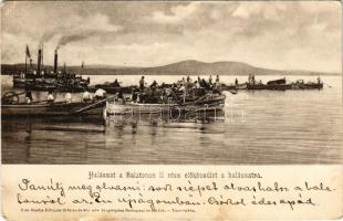 1904 Siófok, Halászat a Balatonon II. rész. Előkészület a halászatra. Ellinger Ede cs. és kir. udvari fényképész kiadása (EB)