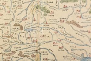1540 Magyarország, Erdély, Lengyelország, Oláhország, Bulgária színezett fametszetű térképe. Landtaf...
