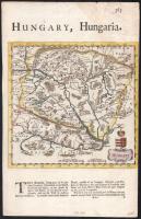 cca 1660 Hungary, Hungaria. Magyarország színezett rézmetszetű térképe. Alatta és hátoldalán a Magyar Királyság angol nyelvű leírásával. London, é.n. 187x182 mm, lapméret 197x308 mm