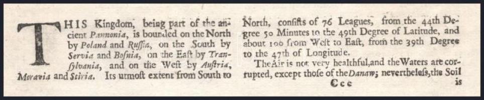 cca 1660 Hungary, Hungaria. Magyarország színezett rézmetszetű térképe. Alatta és hátoldalán a Magya...