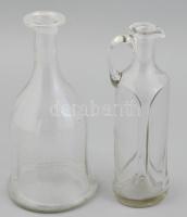 2 db üveg palack, dugó nélkül, kopott, m: 24*25 cm