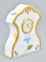 Herendi virágmintás asztali óra, kopásokkal, nem jár, jelzett, m: 11 cm