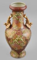 Terebess keleti stílusú porcelán váza, jelzett, mázrepedésekkel, kopásokkal, m: 36 cm