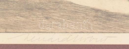 Lénárd Lévy Róbert (1879-1936): Viterbo. Rézkarc, papír. Jelzett. 19,5x29,5 cm. Üvegezett, dekoratív...