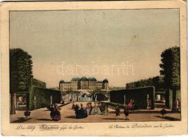Wien, Vienna, Bécs III. Schloss Belvedere gegen den Garten. Handaquarellierte Künstlerkarte (EK)