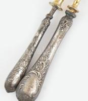 Ezüst(Ag) nyelű halas evőeszköz készlet, jelzett, 6+4 db