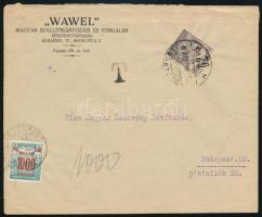 1924 Helyi Budapest levél 500K bérmentesítéssel és 1000K portóval / Local cover with 500K franking and 1000K postage due