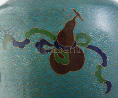 Kínai rekeszzománc (cloisonne) kis váza, kis kopásnyomokkal, m: 23 cm