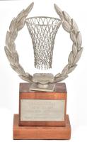 1974 Kosárlabda vándordíj trófea a BSE kis zománc jelvényével. Fém, fa 34 cm / Basketball trophy 34 cm