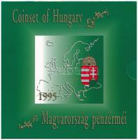 1995. 10f-100Ft (10xklf) Magyarország pénzérméi forgalmi sor dísztokban, + 200Ft Ag Deák. A tokon a ragasztás részben elengedett. T:BU patina Adamo FO28