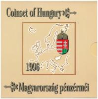 1996. 10f-100Ft (10xklf) Magyarország pénzérméi forgalmi sor dísztokban. A tokon a ragasztás részben elengedett. T:BU patina Adamo FO29