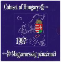 1997. 10f-100Ft (10xklf) "Magyarország pénzérméi" forgalmi sor dísztokban. A tokon a ragasztás részben elengedett. T:BU patina Adamo FO30