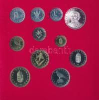 1994. 10f-100Ft (10xklf) "Magyarország pénzérméi" forgalmi sor dísztokban, + 1994. 200Ft A...