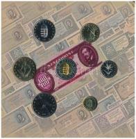 2002. 1Ft-100Ft (7xklf) + 100Ft "Kossuth" forgalmi sor szettben T:BU belső tok ragasztása ...