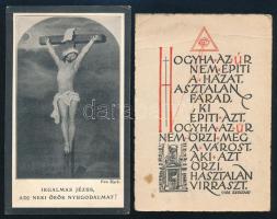 1927 Cserhoch János hercegprímás halotti emlék kártya, 1944 A Központi Városháza óvóhelyének megáldá...