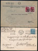 1945-1946 2 db Zsidó témájú levél a II. infláció idejéből, az egyik az USA-ból Budapestre küldve