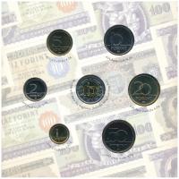 2006. 1Ft-100Ft (7xklf) forgalmi sor szettben + 1946. 1Ft Ag "Hatvanéves a Forint" utánver...