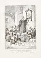 cca 1860 4 db vallási témájú metszet, felcsavarva, 29×22 cm