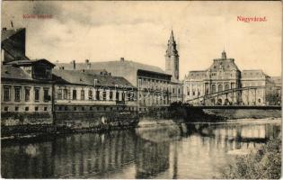 Nagyvárad, Oradea; Körös részlet, Gazdasági Iparbank, fog, Kenyeres és Kálmán Sándor ékszerész üzlete. Özv. Ernyei S-né kiadása / Cris riverside, shops, bank (EK)