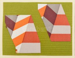 Gellér B. István (1946-2018): Egyedi kollázs. Jelzés nélkül. Üvegezett keretben. 51x31 cm (teljes mé...