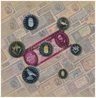 2002. 1Ft-100Ft (7xklf) + 100Ft "Kossuth" forgalmi sor szettben T:PP belső tok ragasztása ...