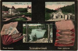 1914 Szovátafürdő, Baile Sovata; Mária Villa, István Szálló. &quot;Mikor érkezte - mikor elutaztam&quot; humoros montázs / villa and hotel. Humorous montage (fl)