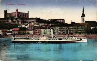 1917 Pozsony, Pressburg, Bratislava; vár, HILDEGARDE lapátkerekes gőzhajó / castle, Danube, Hungarian steamship (EK)