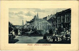 Kassa, Kosice; Fő utca és szökőkút, piac. W.L. Bp. ./ main street, fountain, market (kopott sarok / worn corner)