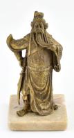 Kínai harcos. Bronz szobor, alabástrom talapzaton. Jelzés nélkül, m: 10 cm