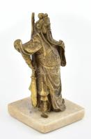 Kínai harcos. Bronz szobor, alabástrom talapzaton. Jelzés nélkül, m: 10 cm