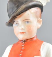 Herendi csizmás fiú, kézzel festett, jelzett, kopásokkal, m: 21 cm