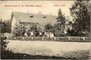 1915 Rimaszombat, Rimavská Sobota; M. kir. földműves iskola, igazgatói lakás. Ifj. Rábely Miklós kiadása / directors house of the farming school (EK)