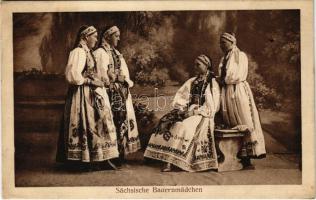 1913 Erdélyi szász leányok. Jos. Drotleff, Emil Fischer / Sächsische Bauernmädchen / Transylvanian Saxon folklore (EK) (EK)