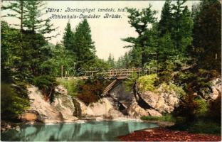 Barlangliget, Höhlenhain, Tatranská Kotlina (Magas-Tátra, Vysoké Tatry); Landoki híd. Cattarino S. 228. 1905. / wooden bridge by Lendak