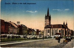 Eperjes, Presov; Fő utca, római katolikus templom / church, main street (kis szakadás / tiny tear)