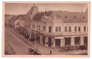 1938 Léva, Levice; Városi nagy szálloda és kávéház, üzletek / hotel and cafe, shops + "1938 Léva visszatért" So. Stpl