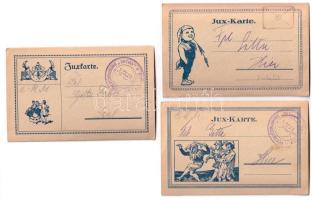 6 db századforduló környéki erotikus pornográf kézzel rajzolt képeslap, Jux-Karte lapokra kasírozva ...