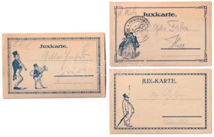 6 db századforduló környéki erotikus pornográf kézzel rajzolt képeslap, Jux-Karte lapokra kasírozva ...