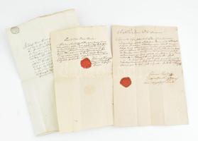 1806-1820 3 db budai vonatkozású egyházi és hivatalos okmány, viaszpecsétekkel