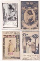 HÖLGYEK - 12 db századfordulós szecessziós képeslap vegyes minőségben / LADIES - 12 pre-1905 Art Nouveau postcards in mixed quality