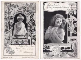 HÖLGYEK - 12 db századfordulós szecessziós képeslap vegyes minőségben / LADIES - 12 pre-1905 Art Nou...
