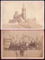 cca 1870 3 db francia városképes keményhátú fotó Marseille, Cluny, Paris, 16,5x11 cm