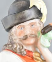 Herendi búsuló juhász, kézzel festett, jelzett, kopásokkal, m: 29,5 cm