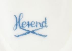 Herendi virágmintás tojás bonbonier, kopott, jelzett, 11,5x7,5 cm