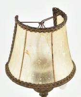 Figurális bronz asztali lámpa, leopárdbőrt viselő, törzsi férfialakkal. Eredeti, részben nyitott ern...