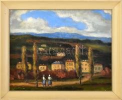 Bokor Vilmos (1897-1984): Itáliai táj. Olaj, farost, jelzett, fakeretben, 40×50 cm
